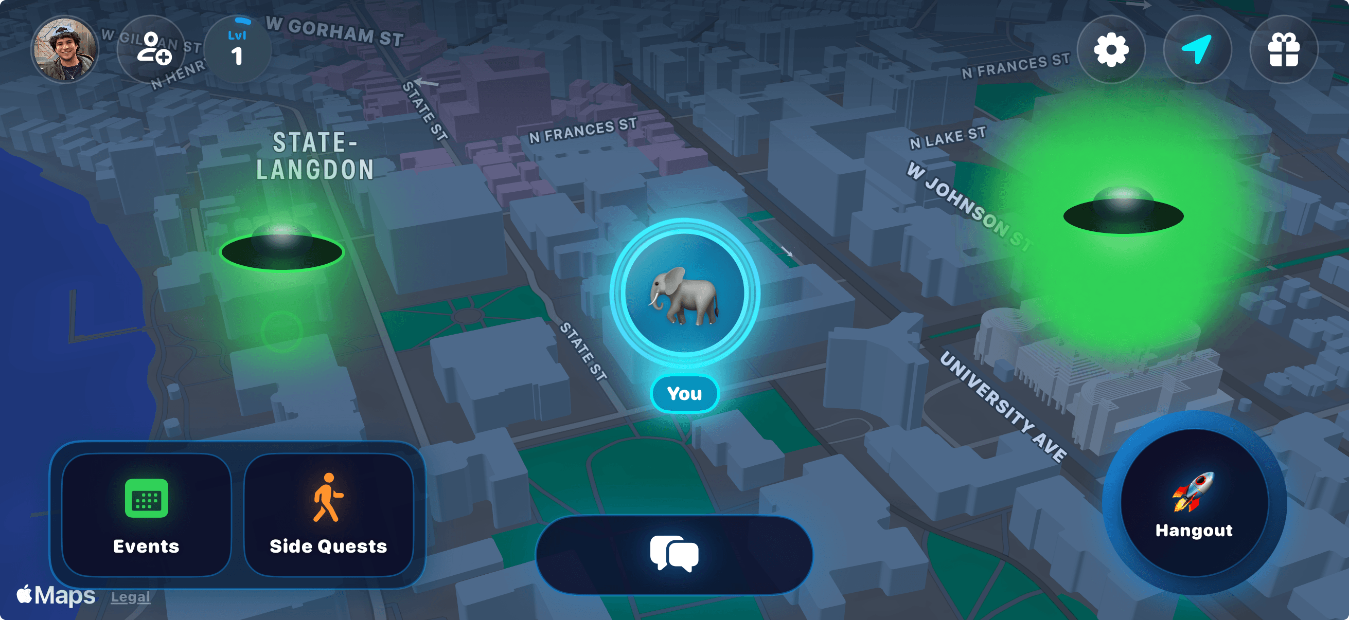 BluWorld map home screen