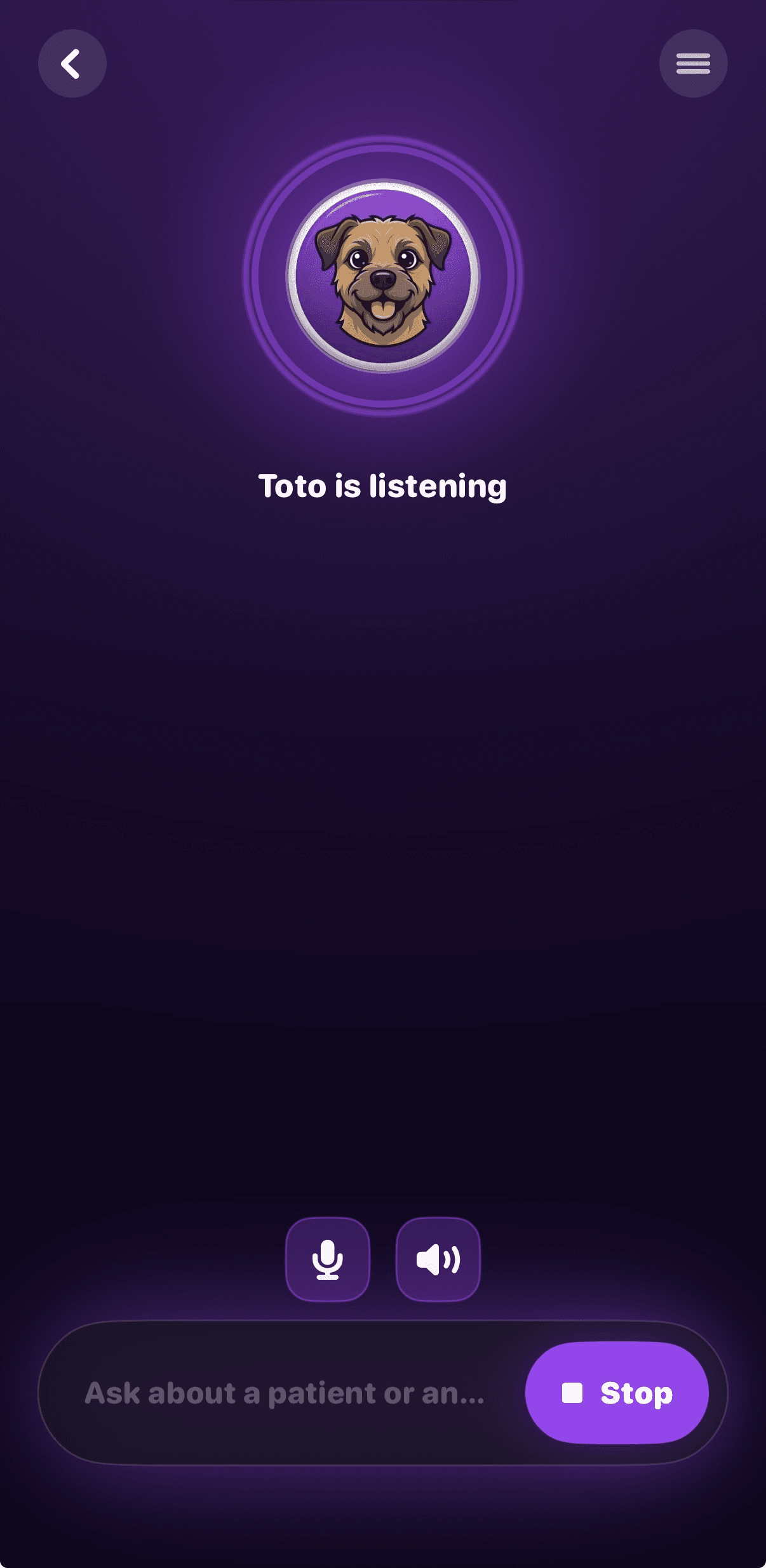 SkadApp Toto AI listening interface